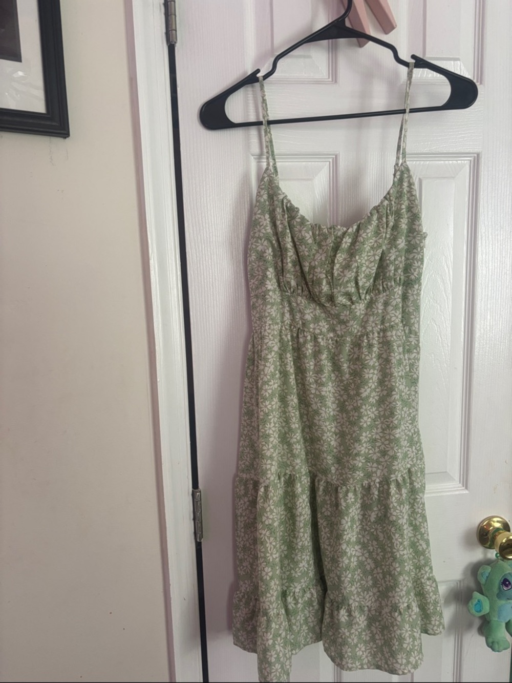 Green Floral Summer Slip Dress - Lightweight Spaghetti Strap